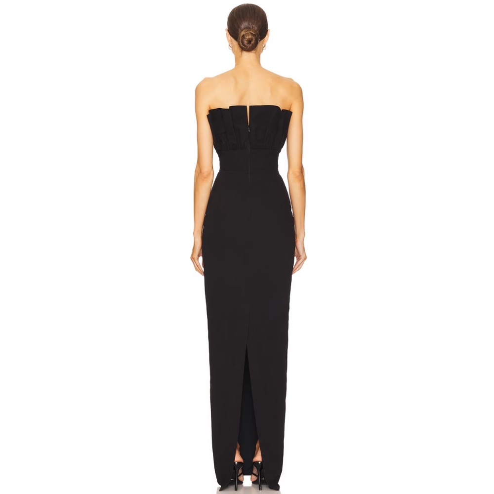 Black Strapless Slit Cocktail Gown